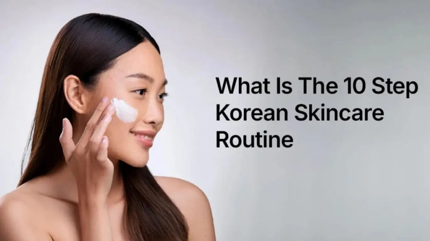 All 10 Korean skincare products lined up on white marble bathroom counter