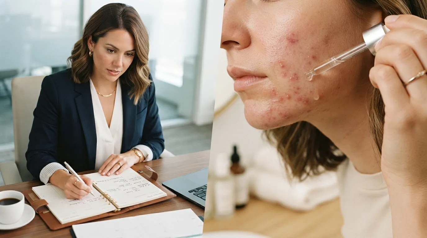 Diagram showing where hormonal acne typically appears on the jawline, chin, and lower face